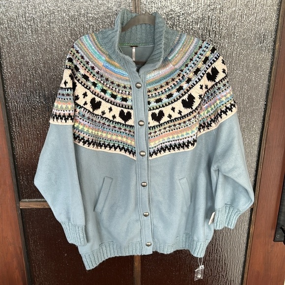 Free People Emily knit and soft felted button up sweatshirt size Medium NWT - Picture 8 of 17